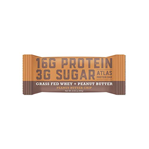 Atlas Bar – Keto/Low Carb Friendly Protein Bar, 2.01 Ounce – Grass Fed Whey, Low Sugar, All Natural, Gluten Free, Soy Free, GMO Free, and Sugar Alcohol Free (Peanut Butter Chip)