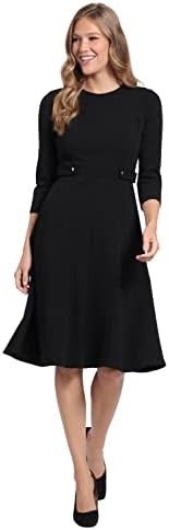 jessica howard portrait-collar a-line dress Portrait Collar and Cuff Sleeve Ruched Waist Dress