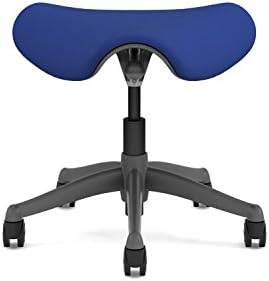Humanscale Freedom Saddle Seat Chair F300 - Titanium Frame Blue Wave Fabric - Soft Hard Floor Casters
