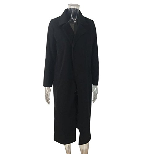 Hot Sale! Napoo Women Long Coat Winter Lapel Parka Jacket Solid Cardigan Overcoat Outwear (S, Black)