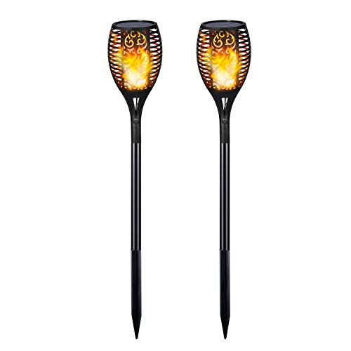 iYoYo 2 Pack Solar Torch Light [3 Lighting Mode ] Waterproof 96 LED Flame Flickering Lamp Auto On/Off Dusk to Dawn Outdoor Solar Powered Landscape Decoration Dancing Flame Lights for Garden Yard Lawn - Thumbnail 7