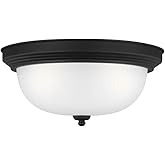 Generation Lighting 77065-112 Geary Three - Light Ceiling Flush Mount Ceiling Fixture, Midnight Black