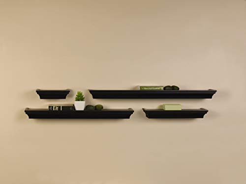MELANNCO Floating Wall Mount Molding Ledge Shelves, Set of 4, Black (Certified Refurbished) - Thumbnail 4