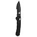 enchmade - Vallation 407 Folding Knife, Drop Point Blade, Serrated Edge, Black Handle, Coated Finish, Made in the USA
