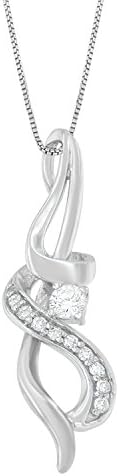 Espira 10K White Gold Round Cut Diamond Swirl Pendant Necklace (1/5 cttw, J-K Color, I2-I3 Clarity)