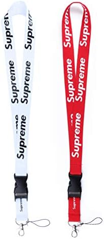 Lanyard 2 Pack with Quick Release Buckle,Neck Lanyard for Keys Keychains ID Badge Holder Phones Bags Accessories - White and Red