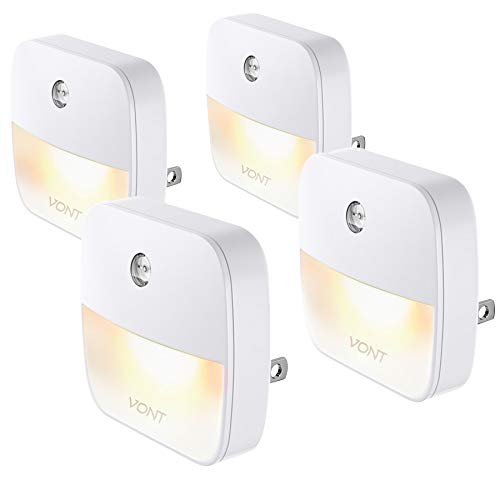 Vont LED Night Light Plug in, Super Smart Dusk to Dawn Sensor, Automatic Night Lights Suitable for Bedroom, Bathroom, Toilet,Stairs,Kitchen,Hallway, For Kids,Adults,Compact Nightlight, (Warm White, 4)