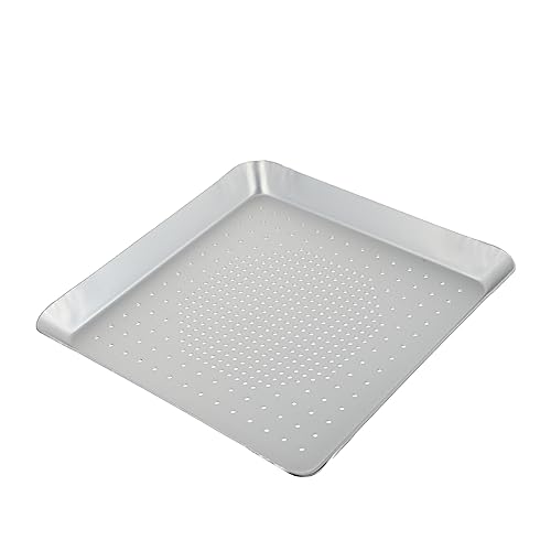 OUNONA Square Perforated Alloy Pizza Pan Baking Tray with Anodic Resistant Surface Thickened Ventilated Base for Even Heat Distribution Oven Bakeware for Home and Restaurant Use