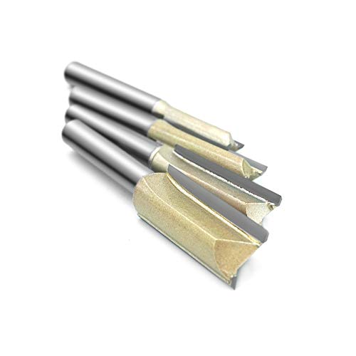 4pcs Tungsten Carbide Double Flute Straight Router Bits Wood Router Bit 1/4 Inch Shank Set for Woodworking Groove Chisel bits