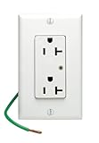 Leviton 5380-W 20 Amp, 125 Volt, Decora Plus Duplex Receptacle, Straight Blade, Industrial Grade, Self Grounding, Surge w/Indicator Light, White