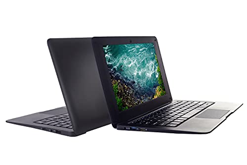Bigmachine Windows 10 Laptop Mini 10.1 Inches 32 GB French AZERTY Keyboard Ultra Thin and Lightweight Netbook Quad Core PC HDMI Webcam Netflix Youtube (Black)