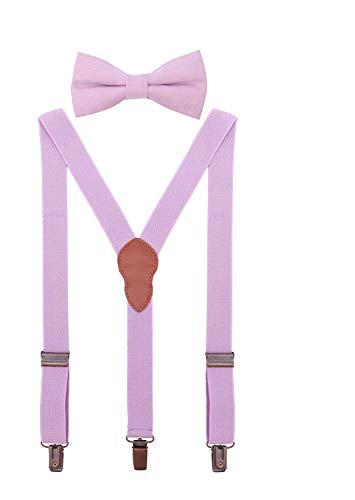 ORSKY Ladies Suspenders and Linen Bow Tie Set with Copper Clips 47" Lilac - Thumbnail 7