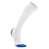 2XU Women's Performance Compression Run Sock, White/Vibrant Blue, Large