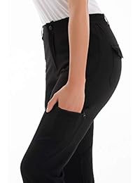 U.mslady Pantalones de senderismo con cintura elástica lateral, ligeros, de secado rápido para mujer