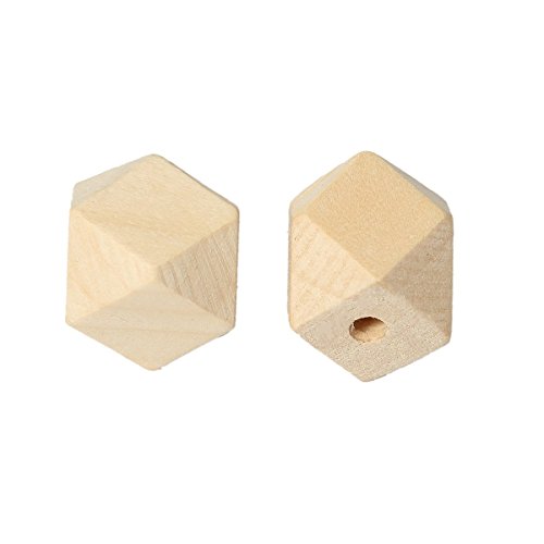30 Unfinished Wood Beads 20mm 6/8 Inch Geometric Faceted Wood Bead with 4.2mm Hole