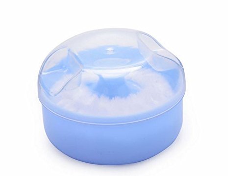 Qiyun LingStar Baby Powder Puff Kit Container Case Makeup Cosmetic Tool Sponge Villus Box Blue