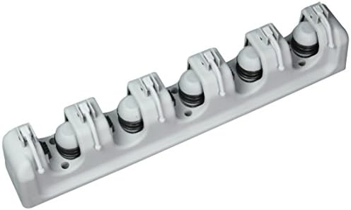 Qbroom Organizer | Mop and Broom Holder Wall Organizer Storage | High Quality ABS Material | Color : White | 5 Position Holders and 6 Hook Hangers with 6 Screws and 6 Plastic Screw Plugs