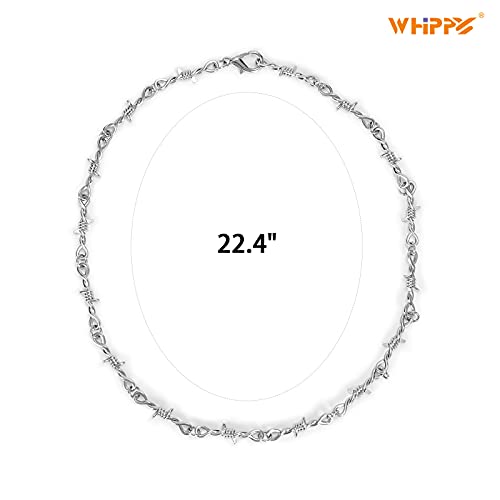 Punk Thorns Necklace Gothic Barbed Wire Chain Hiphop Rock Jewelry for Men Boys Women