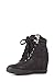 Top Moda Eric-9 Women's High Top Lace Up Fashion Sneaker Wedge - Black Nubuck PU