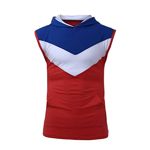 image for Hosamtel-Tops Hosamtel Mens Summer Sleeveless T-Shirt Contrast Color S