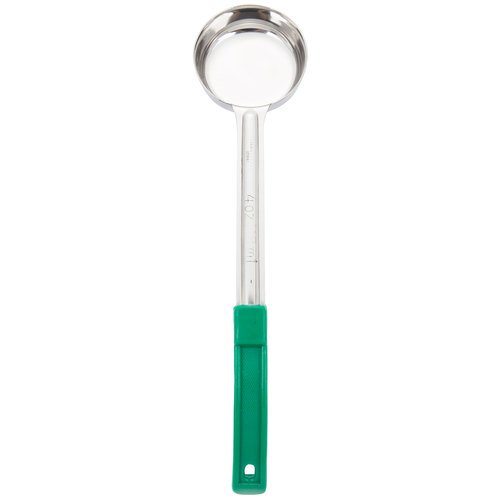 Thunder Group Solid Portion Controller 1-Piece Construction Ladles with Plastic Green Handle, 4-Ounce