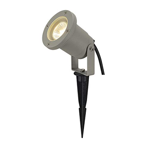 SLV NAUTILUS | Außenlampe für die Beleuchtung von Garten, Terrasse, Pflanzen, Wegen, Teich, Aussen-Leuchte, Außen-Strahler | IP65, GU10, mit Stecker, mit Erdspieß, Grau