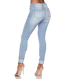 Jeans ajustados para dama de alta velocidad con dobladillo en la parte inferior y dobladillo con puños