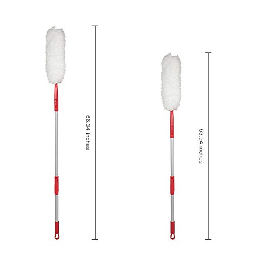 CLEANHOME Microfiber Feather Duster with Extension Pole and 1 Extra Duster Refill，for Cleaning High Ceiling Fan, Interior Roof, Cobweb, Computer Screens, Car,White - Thumbnail 6