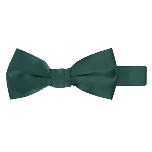 Jacob Alexander Boy's Kids Pretied Banded Adjustable Solid Color Bowtie - Hunter