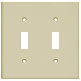 ENERLITES Toggle Light Switch Wall Plate, Size 2-Gang 4.50" x 4.57", Unbreakable Polycarbonate Thermoplastic, 8812-I, Ivory