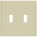 ENERLITES Toggle Light Switch Wall Plate, Size 2-Gang 4.50" x 4.57", Unbreakable Polycarbonate Thermoplastic, 8812-I, Ivory