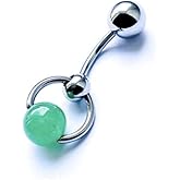 NAVIKO Vch Piercing Jewelry for Women - Stainless Steel Hood Piercing Jewelry - Vch Jewelry Curved Barbell Door Knocker Calming Stone Chinese Jade (Ring Piercing)