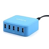 Lumsing USB desktop charger 5V 8A 5 ports square desktop charging station With Intelligent Control Chipset for iPhone iPadd HTC LG Motorola Samsung Galaxy Smartphones Tablets(Blue)