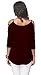 iGENJUN Women's Casual Loose Hollowed Out Shoulder Three Quarter Sleeve Shirts,Burgundy,L