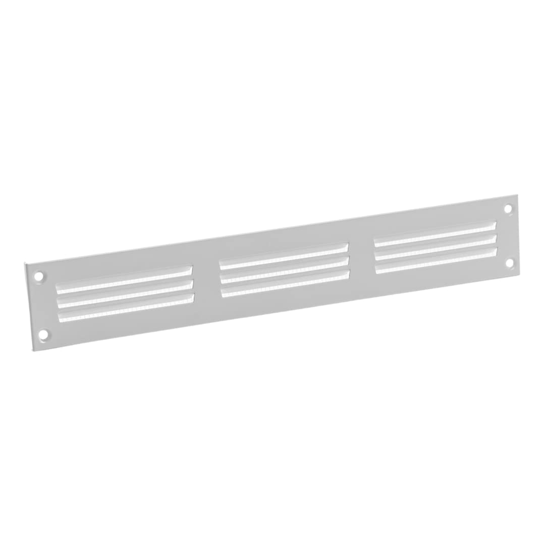 Ventilation Grille with Insect Protection - Metal Exhaust & Supply Air Grille (300 x 50 mm, White)
