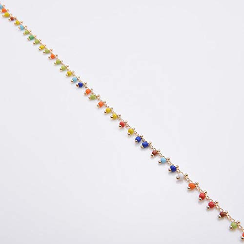 Shegirl Boho Bead Anklet Bracket Beach Colorful Beaded Anklet Chain Charm Gold Foot Jewelry for Women and Girls