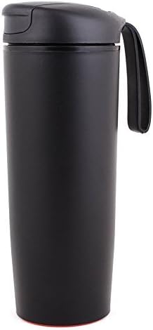 No Spill Mug, Travel Mug Never Fall Over, Magic Suction Unspillable Mug Plastic BPA-free with Handle and Tea Strainer (Black)