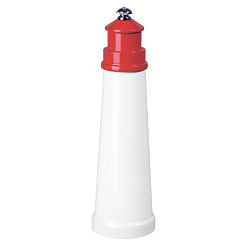 Fletchers' Mill Lighthouse Salt Mill, White/Red - 9 Inch, Adjustable Coarseness Fine to Coarse, Made in U.S.A.
