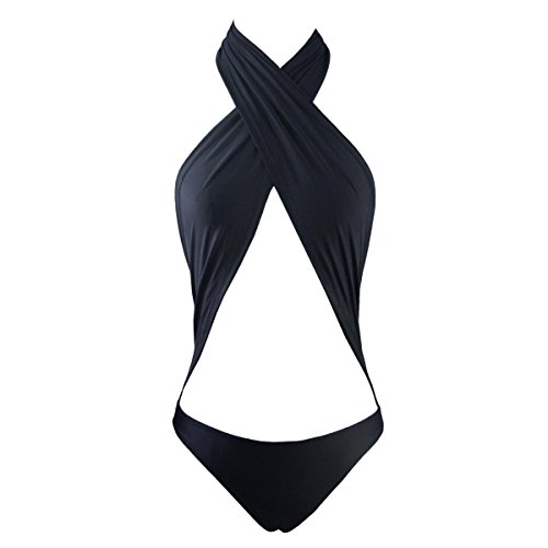 Bar III City Solids Black One Piece Halter Swimsuit X Small 4MBWK10M