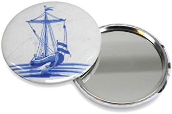 Pocket Mirror Small, Delft Blue Sailing Ship