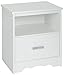 South Shore Tiara 1-Drawer Nightstand, Pure White with Decorated Handle