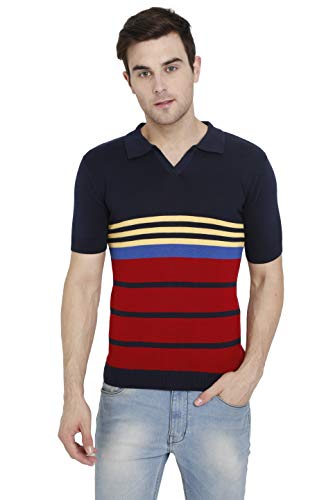 U&K Fashions Men's Knit Cotton t-Shirt in Red&Black