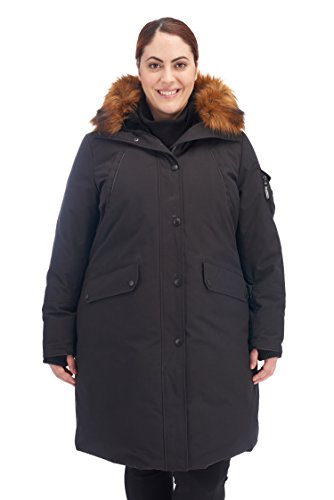 Alpine North Women's Size Down Long Parka Plus, Black, 1X