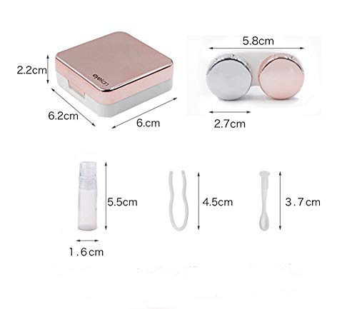 sansheng 2Sets of Mini Travel Contact Lens Box Sets, Support Lens Box, Contact Lens Fixed Lens Boxï¼ˆRose Goldï¼‰