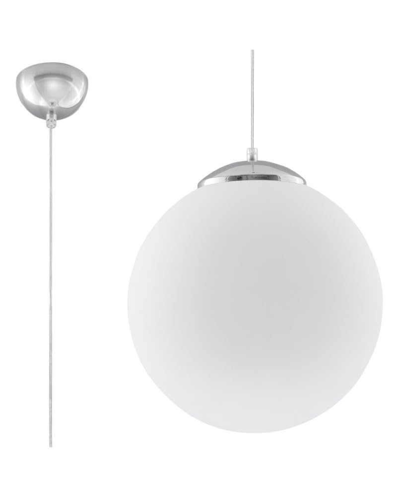 SOLLUX lighting Ugo 40 Pendant Light - Glass - White/Chrome