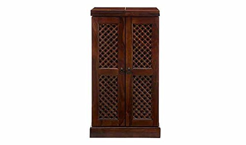 Aprodz Sheesham Wood Wine Storage Laverton Stylish Bar Cabinet for Living Room | Teak Finish