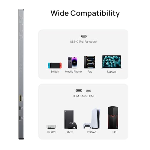 ARZOPA 17.3" Portable Monitor Gray, 1080P FHD 103% sRGB IPS Gaming Monitor Laptop Monitor with Built-in Kickstand HDMI USB C External Screen for PC Mac Phone Xbox PS5 - Z1C Plus