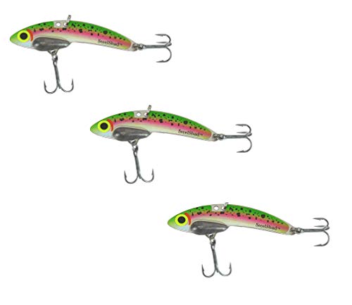 SteelShad - Lipless Crankbait for Freshwater & Saltwater Fishing - Long Casting Bass Lure Perfect for Bass, Pike, Musky, Walleye, Trout, Salmon and Striper - Trout 3 Pack