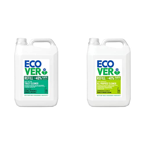 NETTOYANT WC SENTEUR PIN ET MENTHE - 5L & Nettoyant Multi-Usages Format XL Origine Naturelle avec Eco-Surfactants Multi-Surfaces, Citron, 5 L