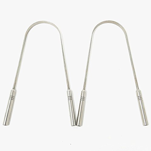 Tongue Cleaner Scraper, Medical Surgical Grade Stainless Steel Metal Tongue Sweeper Dentist Recommended Used for Oral Bacteria Inhibiting and Eliminates Bad Breath by MOTYYA (2pack) - Thumbnail 3